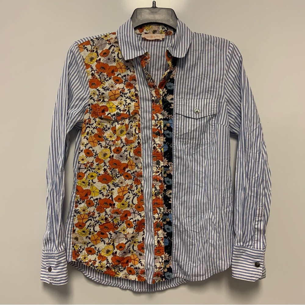 Tory Burch Patchwork Printed Shirt - ivory blossom ditsy print